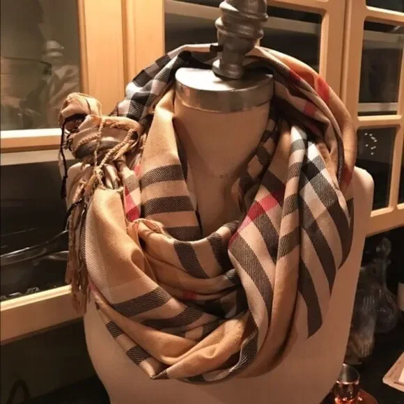 Tartan Plaid Blanket Scarf TAN - Picture 3 of 9